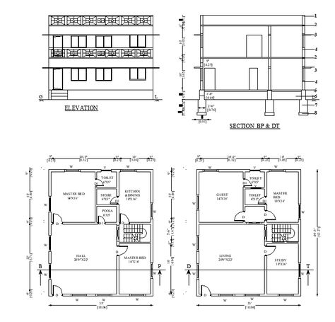 33'X40' 2BHK G+1 House plan layout is given in this AutoCAD DWG file.Download the AutoCAD Drawing file. - Cadbull G+1 House Plan, Civil Plan Drawing, Elevation Plan Architecture, Simple Elevation Designs For House G+1, One Bhk Plan, 1 Bhk Plan Layout, Autocad Drawing Floor Plans, 1 Bhk Plan, Section Of House