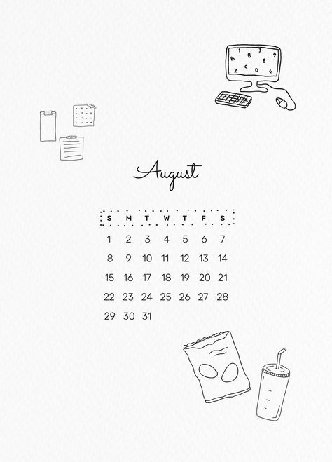 August 2021 printable template vector month cute doodle drawing | premium image by rawpixel.com / sasi Diy Calendar Design, Cute Doodle Drawing, Calendar Creative, Calendar Doodles, Aesthetic Calendar, Free Printable Calendar Templates, 2021 Aesthetic, August Calendar, Calendar Vector