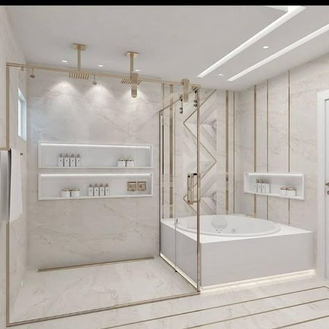 تصميم دورة مياه, Elegant Bathroom Design, Luxury Bathtub, Bathroom Decor Luxury, Washroom Design, Bathroom Redesign, Bathroom Design Decor, Toilet Design, Bathroom Inspiration Decor