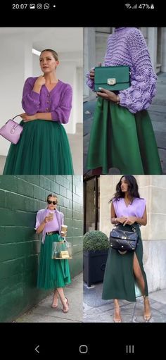 Purple Skirt Outfit, Colour Combinations Fashion, Color Combos Outfit, Trendy Outfit Ideas, Color Blocking Outfits, Color Combinations For Clothes, Colour Combos, Classy Work Outfits, Trendy Outfit