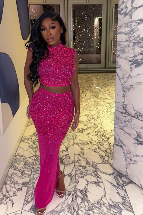 Product Details model is wearing small hand beaded model is 5'4 preorder, takes 3-5 weeks  Final sale Birthday Fits Baddie, Baddie Birthday Outfit, Pear Body Shape Outfits, Pink Birthday Dress, 30th Birthday Outfit, All Pink Outfit, Hot Pink Birthday, 30th Birthday Ideas For Women, Birthday Outfit For Women