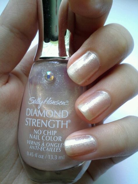 Sally Hansen Diamond Strength Nail Polish in Fairy Tale Ivory. 2 coats (my pic) ((look jennifer!!))) Sally Hansen Diamond Strength, No Chip Nails, Minimalist Nails, Dream Nails, Funky Nails, روتين العناية بالبشرة, Sally Hansen, Swag Nails, Winter Nails