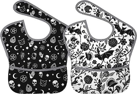 Amazon.com: Goth Baby Stuff Gothic Skull Bat Baby Bibs Halloween Baby Stuff 2Packs for 6-24 Months Waterproof Washable Fabric (Goth) : Baby Witchy Nursery Decor, Goth Nursery, Gothic Baby Shower Ideas, Goth Baby Nursery, Gothic Baby Nursery, Goth Baby Stuff, Goth Sippy Cup, Gothic Baby Clothes, Goth Crib Bedding Set