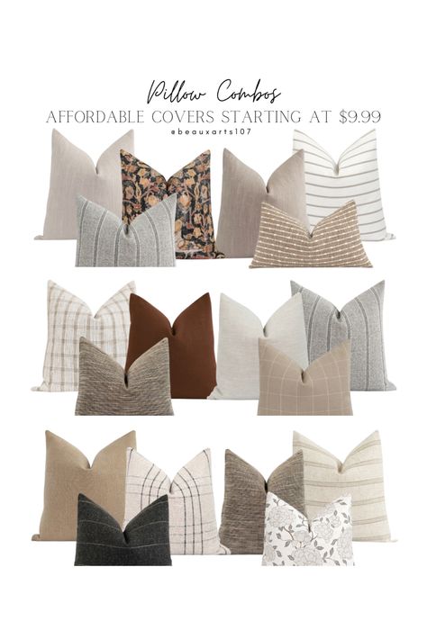 Pillow Cases For Beige Couch, Modern Farmhouse Pillow Cover Combinations, Living Room Pillow Covers, Pillows On A Grey Sectional, Couch Throw Pillow Sizes, Pillows With Beige Couch, How To Decorate Pillows On Couch, Linen Pillows On Couch, Neutral Throw Pillows Couch Combinations