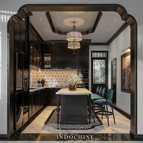 Chinese Kitchen Design, Indochine Kitchen, Wall Molding Living Room, Indochine Interior, Asian Interior Design, Indochine Style, Ice Man, China Kitchen, Asian House