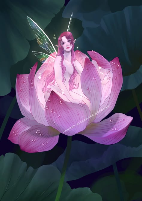 Fairy Sleeping In Flower, D&d Fairy Character, Fairies Fanart, Fairy Oc Character Design, Fae Realm, Fairy Character, Fairy Goddess, Fairy Artwork, The Fae