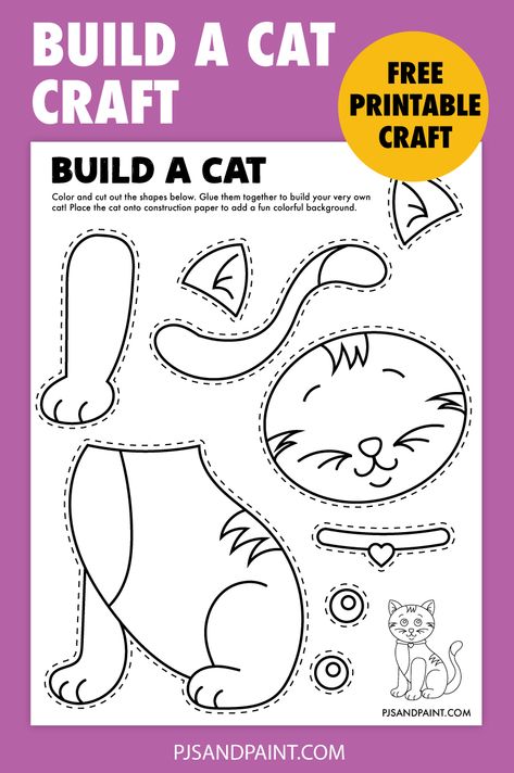 build a cat craft printable free Kitten Template Free Printable, Build A Cat Printable, Diy Crafts Printables, Cat Template Free Printable, Free Bridal Shower Printables, Kid Quilts Patterns, Teddy Bear Crafts, Cat Template, Free Printable Crafts