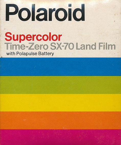 Polaroid supercolor #graphic design 1970s Packaging Design, Photo Polaroid, Retro Graphic Design, New Retro Wave, Vintage Polaroid, Apple Watch Faces, Sketchbook Inspiration, Vintage Cameras, 로고 디자인