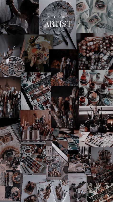 Art Enthusiast Aesthetic, Art Brushes Aesthetic, Art Supplies Aesthetic Wallpaper, Craft Asethic, Wallpaper For Artists, Art Asthetics Wallpaper, Artist Core Aesthetic, Artist Wallpaper Aesthetic, Artcore Aesthetic