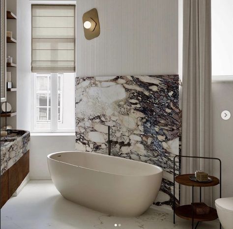 Beautiful Small Bathrooms, Calacatta Viola Marble, Viola Marble, Calacatta Viola, French Apartment, Beach House Interior Design, White Room Decor, Small Bathroom Makeover, Stone Veneer