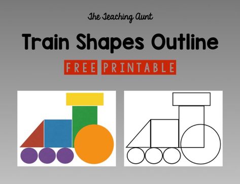 Train Shapes Pasting: Art and Craft for Toddlers - The Teaching Aunt Trains Preschool, Transportation Theme Preschool, Train Crafts, Train Template, Class Crafts, Preschool Boards, Transportation Unit, Toddler Board, Craft For Toddlers