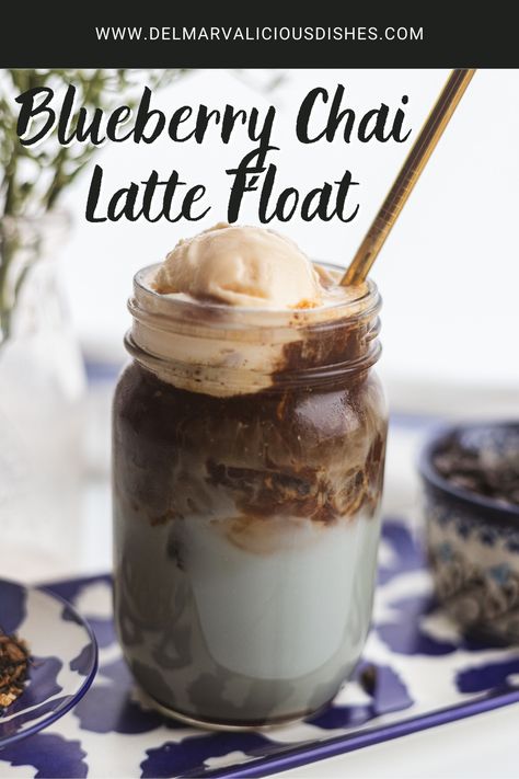 A Blueberry Chai Coffee Ice Cream Float is a coffee dessert recipe that uses cold brew coffee to make a delicious treat! Homemade Blueberry Chai Simple Syrup is combined with your favorite milk, cold brew coffee and topped with a generous scoop of ice cream. This caffeinated dessert is perfect for hot summer days. Spring Coffee Recipes, Chai Simple Syrup, Unique Ice Cream Flavors, Chai Tea Latte Recipe, Blueberry Milk, Hot Coffee Drinks, Ice Cream Float, Work Recipes, Chai Coffee