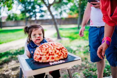 Brain smash cake for 1st birthday! Halloween Baby Birthday, Cake For 1st Birthday, Brain Cake, Zombie Brains, Halloween Baby, Smash Cake, 1st Bday, Baby Halloween, Baby Birthday