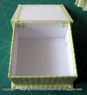 Box making - Final part | Lynn B 's finishing instructions for cross stitch Fabric Box Pattern, Box Making Tutorial, Cartonnage Boxes, Stitch Box, Fabric Covered Boxes, Checked Fabric, Mill Hill Beads, Decorative Storage Boxes, Lining Up