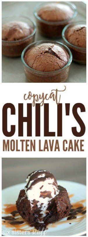 52 Magical Copycat Recipes From Popular Food Chain Brands - Pretty Rad Lists Copycat Chili, Molten Lava Cakes Recipe, Lava Cake Recipe, Molten Lava Cake, Weight Watcher Desserts, Lava Cake Recipes, Coconut Dessert, Molten Lava Cakes, Molten Lava