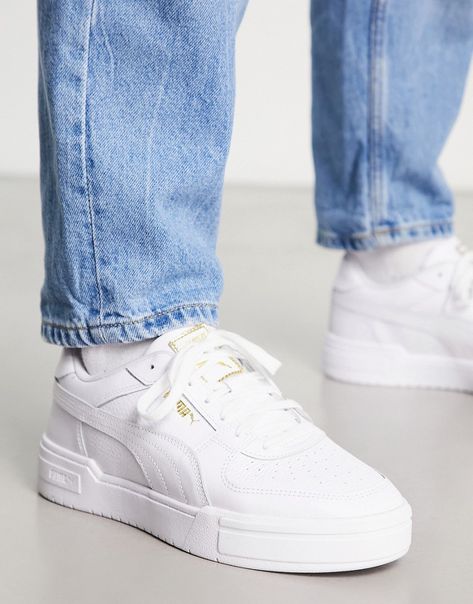 Outfit With Puma Sneakers, White Puma Outfit, Puma Sneakers Outfit, Puma Shoes Mens, Puma White Sneakers, Plain White Sneakers, Puma Ca Pro, Puma Outfit, Sneaker Outfits