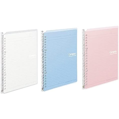 Kokuyo Campus Easy-Carry Slim Binder Smart-Ring B5 26-Ring Set OF 3 (Light Pink, Light Blue & Clear, B5): Amazon.ca: Office Products Campus Binder, Kokuyo Campus Binder, Campus Binder Notebook, Campus School Supplies, Kokuyo Campus Binder Notebook, Kokuyo Campus Notebooks Aesthetic, Kokuyo Campus Notebooks, Mildliner Highlighters, Tenth Grade