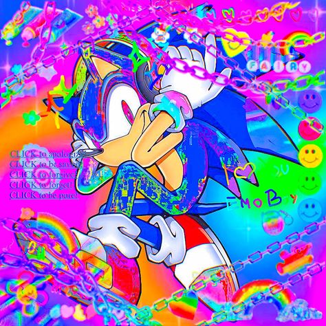 Sonic Scenecore, Scenecore Icon, Scene Core Pfp, Scenecore Pfp, Kidcore Pfp, Rainbow Scene, Scene Cartoon, Hyper Pop, Kidcore Wallpaper