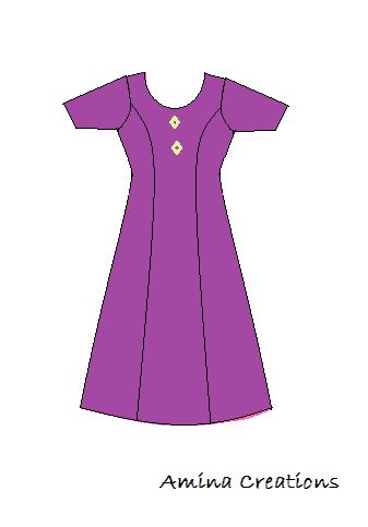 AMINA CREATIONS: HOW TO STITCH A PRINCESS CUT KAMEEZ Princes Cut, Princess Cut Blouse, Cotton Night Dress, Simple Dress Pattern, How To Stitch, Kurta Patterns, Designer Kurti Patterns, Long Kurti Designs, Kurta Dress