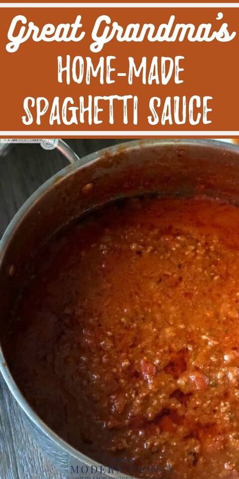 This old recipe of my grandmother's is my favorite & I hope it is your new favorite, too.   Serve it with garlic bread and finish your meal with sweet peach dump cake!  Yum! Grandmas Homemade Spaghetti Sauce, Grandmas Easy Recipes, Old Fashioned Spaghetti Recipe, Italian Grandma Recipes, Best Homemade Spaghetti, Best Homemade Spaghetti Sauce, Dinner Ideas For Families, Homemade Spaghetti Sauce Recipe, Cherry Dump Cake