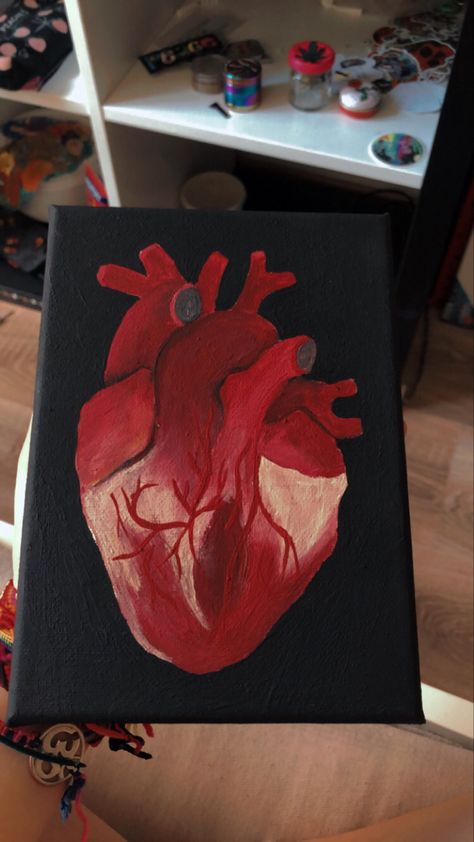 Easy Canvas Painting For Boyfriend, Couples Painting Ideas, Human Heart Art, Ghibli Poster, Buddhism Wallpaper, Heart Canvas Art, Couple Painting, Heart Canvas, Easy Canvas Painting