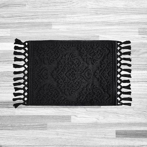 Amazon.com: Jean Pierre - Ricardo Bath Mat, Woven Fringe Bathroom Rugs, 100% Cotton, Premium Bathroom Decor - Measures 17" x 31" - Black : Home & Kitchen Black Bath, Black Home, Bath Rugs, Bathroom Rugs, Bath Mat, Bathroom Decor, Free Delivery, Bath, Wardrobe