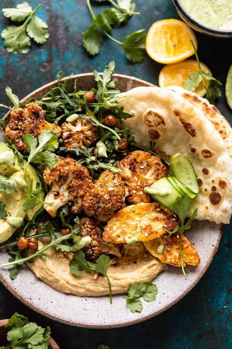 Cauliflower Shawarma, Green Tahini, Vegetable Mixes, Fried Halloumi, Easy Sheet Pan Dinners, Vegetarian Tacos, Vegetarian Meal Prep, Half Baked, Half Baked Harvest