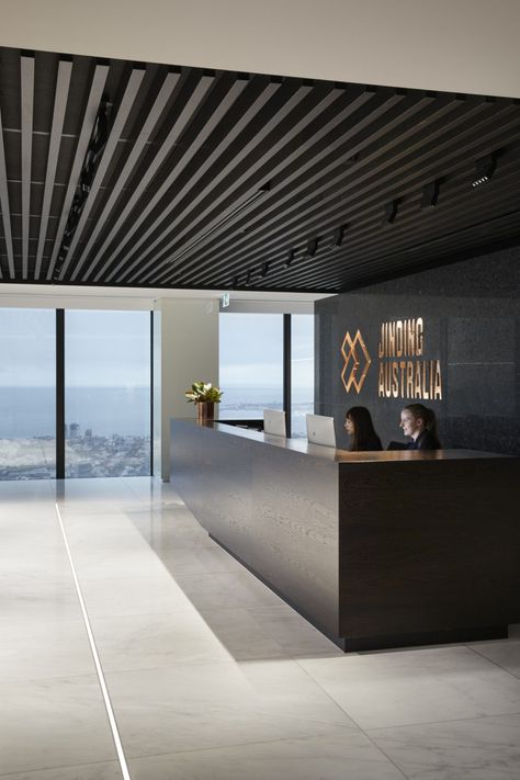 Ceiling Reception Office Design, Reception Ceiling, Office Reception Design, Office Reception Area, Reception Desk Office, Lobby Interior Design, Reception Desk Design, Office Decor Professional, Corporate Office Design