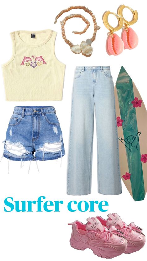 Surfer core #surf #surfergirl #surfing #ocean #casual #oceanaesthetic #aestehthic Surfer Girl Fashion, Fashion Core, Surfer Outfit, Surfer Girl Outfits, Outer Banks Outfits, Surfing Aesthetic, California Surfer, Surf Aesthetic, Street Girl