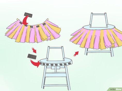 Baby Chairs Diy, High Chair Skirt, Highchair Tutu, Diy Tattoo Ideas, High Chair Decorations, Diy Chair Covers, High Chair Tutu, Tutu Tutorial, 1st Birthday Girl Decorations