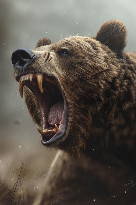 Image Kodiak Bear Tattoo, Predators Animal, Grizzly Bear Photography, Marvel Tattoo Ideas, Bear Reference, Grizzly Bear Tattoos, Tattoo Bear, Roaring Bear, Black Bears Art