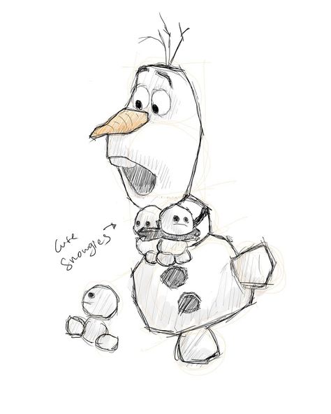 Snow Sketch Winter, Winter Drawing Ideas Sketch Easy, Disney Christmas Sketch, Disney Cartoon Characters Drawing Easy, Olaf Drawing Cute, Drawing Winter Ideas, Holiday Drawings Winter, Olaf Doodle, Sketch Ideas Cartoon