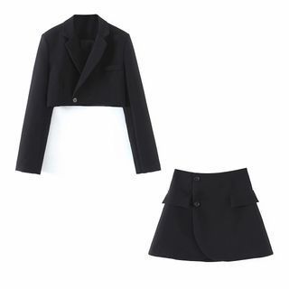 Blazer E Short, Work Outfits Frauen, Short Pollera, Wide Leg Pant Suit, Blazer And Skirt Set, High Waist Short, Suit Pattern, 2 Piece Skirt Set, Blazer And Skirt