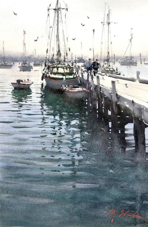 Joseph Zbukvic, Watercolor Boat, Watercolor Art Landscape, Watercolor Paintings For Beginners, Watercolor Projects, Boat Art, Boat Painting, Water Art, Watercolor Landscape Paintings