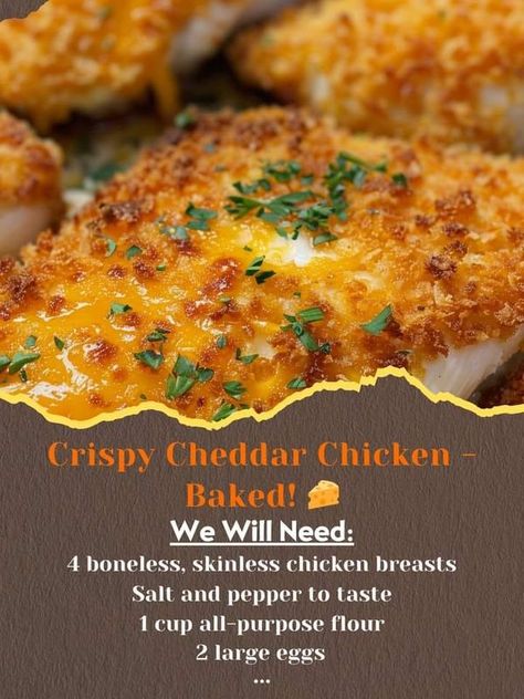 Jamie Oliver Recipes | "Crispy Cheddar Chicken - Baked | Facebook Crispy Cheddar Chicken- Baked!!, Meal Board, Crispy Cheddar Chicken, Recipes Savory, Chicken Baked, Grandma Cooking, Chicken Breast Recipes Baked, Cheddar Chicken, Jamie Oliver Recipes