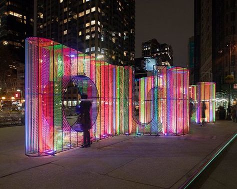 Colorful Chandelier, Building Images, Flatiron Building, Colorful Lights, Sculpture Park, City Street, Design Competitions, Light Installation, Flat Iron