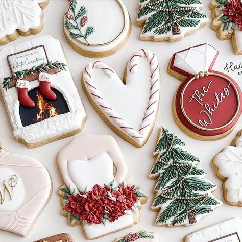 Christmas Party Cookies Decorated, Christmas Wedding Shower Cookies, Wedding Christmas Cookies, Christmas Bridal Shower Cookies, Christmas Wedding Cookies Decorated, Christmas Engagement Cookies, Werewolf Wedding, Engagement Party Cookies, Wedding Cookies Decorated