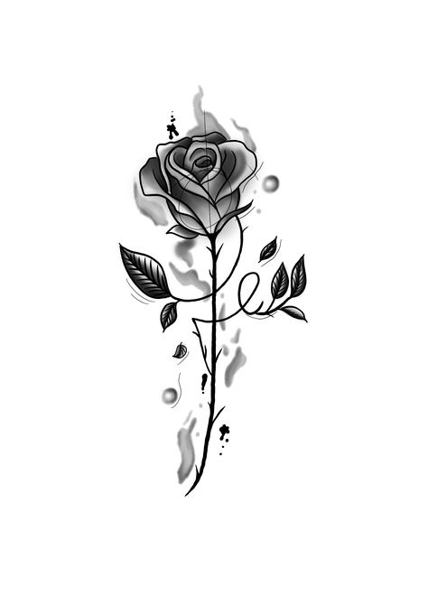 Flower Tato, Single Rose Tattoos, Rose Drawing Tattoo, Brush Tattoo, Rose Tattoos For Men, Cross Tattoos For Women, Fire Tattoo, Sketch Tattoo Design, Floral Tattoo Design