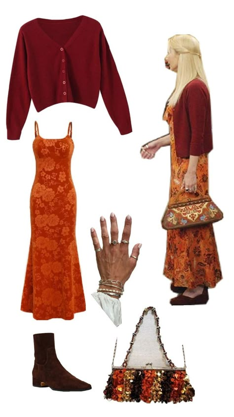 #phoebebuffay #friends #outfit #ideas Pheobe Outfits Friends, 90s Sitcom Outfits, Sitcom Outfits, 90s Hippie Fashion, Friends Inspired Outfits, Cute Artsy Outfit, Phoebe Buffay Aesthetic, Friends Outfit Ideas, Phoebe Buffay Outfits