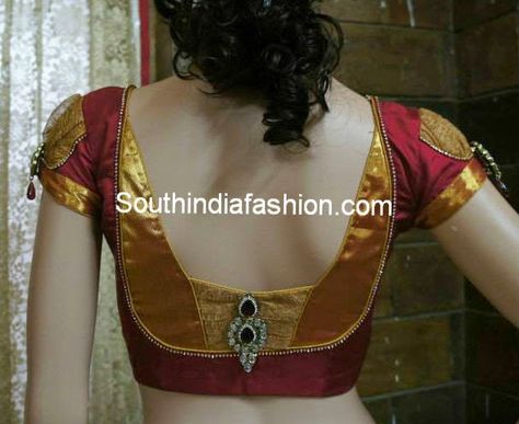 Stylish Blouse Back Neck Pattern for Silk Sarees ~ Celebrity Sarees, Designer Sarees, Bridal Sarees, Latest Blouse Designs 2014 Blouse Designs For Wedding, Latest Saree Blouse, Blouse Back Neck, Blouse Images, Saree Blouse Neck Designs, Blouse Back Neck Designs, Blouse Back, Sari Blouse Designs, New Blouse Designs