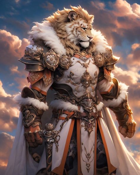 Lion Armor, Tiger Drawings, Wolf Hybrid, Tiger Drawing, Male Lion, Big Cats Art, Cat Character, Fantasy Armor, Monster Art