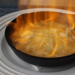 Flaming Greek Cheese (Saganaki) - Allrecipes.com Saganaki Recipe, Chef John Recipes, Ricotta Crostini, Greek Appetizers, Greek Cheese, Grilled Bread, Food Wishes, Cheese Dishes, Greek Dishes