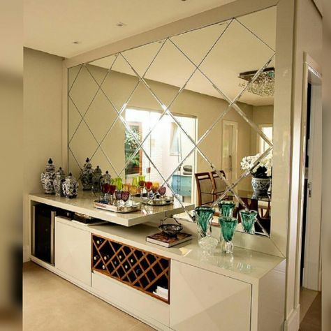 Crockery Unit Design With Mirror, Mirror Entry Way, Console Table Design Ideas, Mirror Entry, Modern Partition, Crockery Unit Design, Table Design Ideas, Crockery Design, Drawing Room Decor