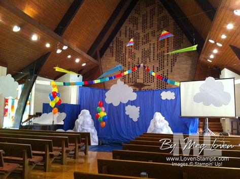 When I say life is a whirlwind during the week of Vacation Bible School at our church, it’s totally in theme this year!  Our theme changes each year (check out past decorations).  The theme for this week’s VBS is “Sky: Anything is possible with God’s love” and the decor is all things sky-related.  Picture blue … Sky Vbs Decorations, Samuel Bible Story, Samuel Bible, Sunday School Object Lessons, Vbs 2024, Seasons Activities, Holiday Club, Vbs Ideas, Ra Ideas