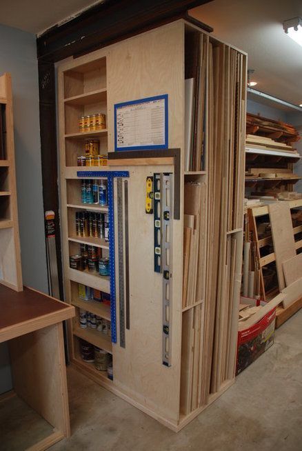 woodshop storage#diyprojects #diyideas #diyinspiration #diycrafts #diytutorial Plywood Storage, Workshop Layout, Lumber Storage, Woodworking Storage, Interior Vintage, Diy Garage Storage, Workshop Organization, Shop Layout, Garage Shop