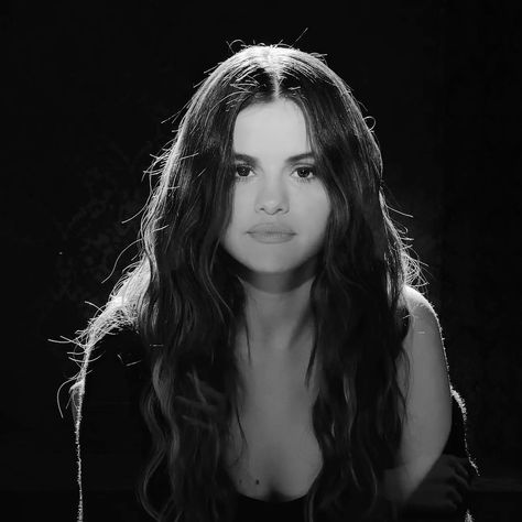 Selena Gomez on Instagram: “1 hour.” Love Me, Selena Gomez, Long Hair, A Woman, Black And White, Hair, White, Black