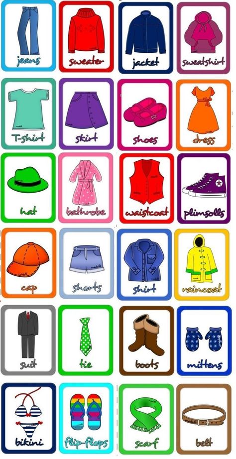 Cloth Vocabulary, Clothes In English Vocabulary, Monster Feelings, Vocabulary Clothes, Vocabulary For Kids, Ingles Kids, Clothes Words, Preschool Charts, Teach English To Kids