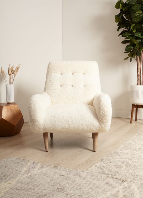 Fuzzy Accent Chair, Fuzzy Chair, Upcycle Chair, Soft Chair, Big Chair, Open Concept Living Room, Single Sofa Chair, White Chair, Home Design Living Room