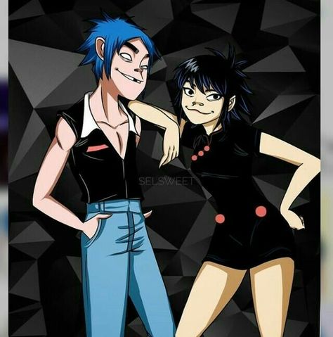 2d And Noodle Siblings, Gorillaz Fanart, Noodle Gorillaz, Gorillaz 2 D, 2d And Noodle, Gorillaz Noodle, Gorillaz Fan Art, Favorite Sibling, Music Magic