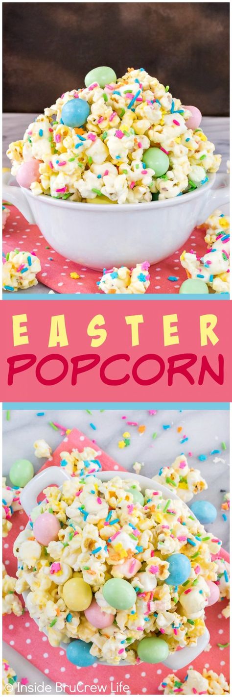 Covered Popcorn, Easter Popcorn, Chocolate Covered Popcorn, Easter Party Food, White Chocolate Covered, Bunny Bait, Easter Snacks, Easter Sweets, Brunch Food